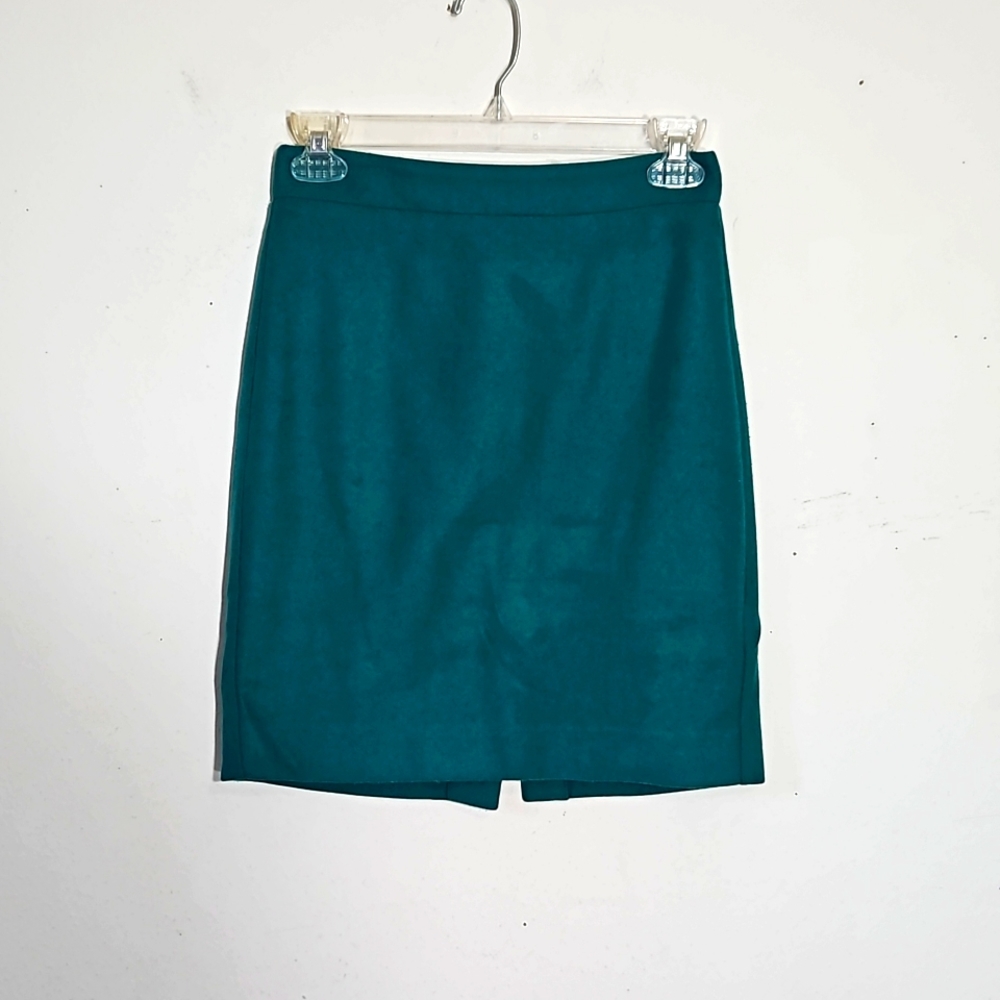 EUC petite j crew factory teal wool blend office basic pencil skirt 00P